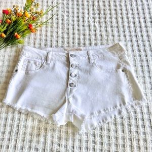 Altar’d State 30 White Frayed Button Fly Denim Shorts
